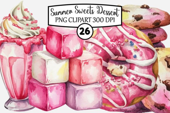 Download Watercolor Summer Sweets Dessert Clipart - Sweet Collection